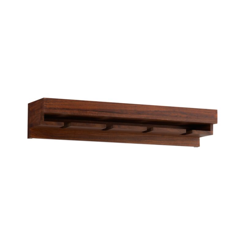 Shesham Shelf–Four-Glass Wine Stem Rack. 21"Wx4.5"Dx4"H