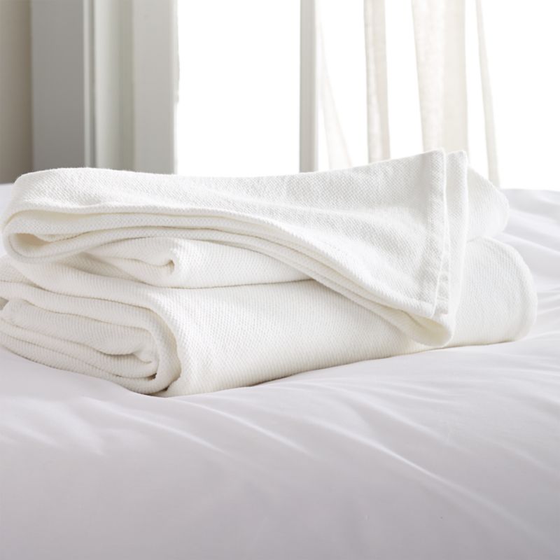 Siesta White King Blanket | Crate and Barrel