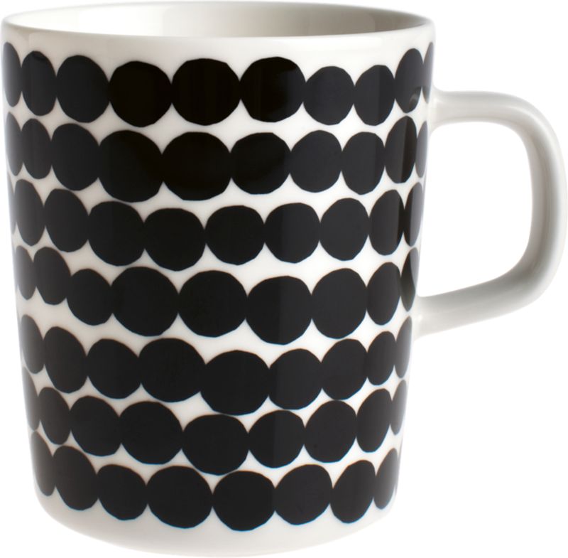 Marimekko Siirtolapuutarha Räsymatto Black and White Mug