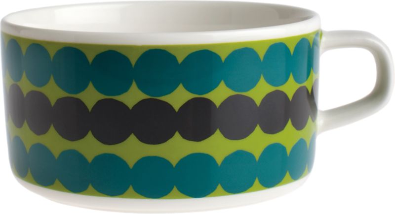 Marimekko Siirtolapuutarha Räsymatto Green and Black Teacup