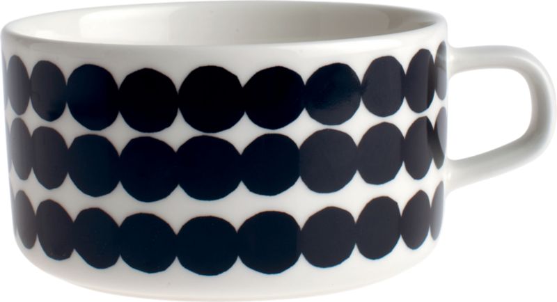 Marimekko Siirtolapuutarha Räsymatto Black and White Teacup
