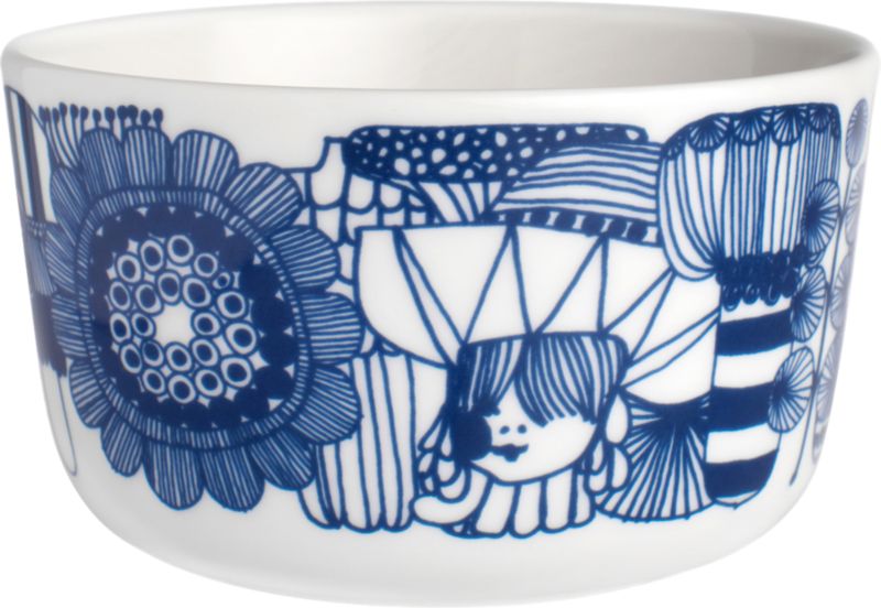Marimekko Siirtolapuutarha Blue and White 3.75" Bowl