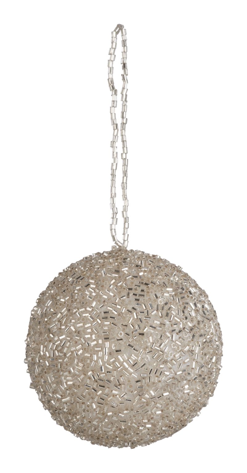 Silver Bead Ball Ornament