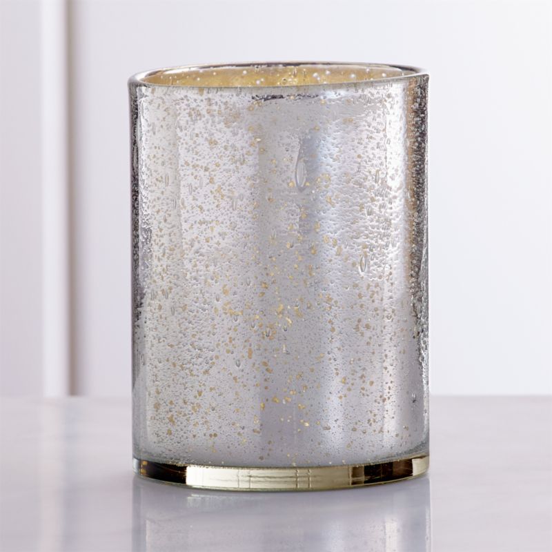 Bubbled Silver Hurricane Candle Holder Crate and Barrel