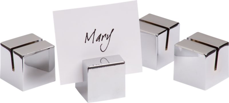 Silver Placecard Hldrs Square Set of 4