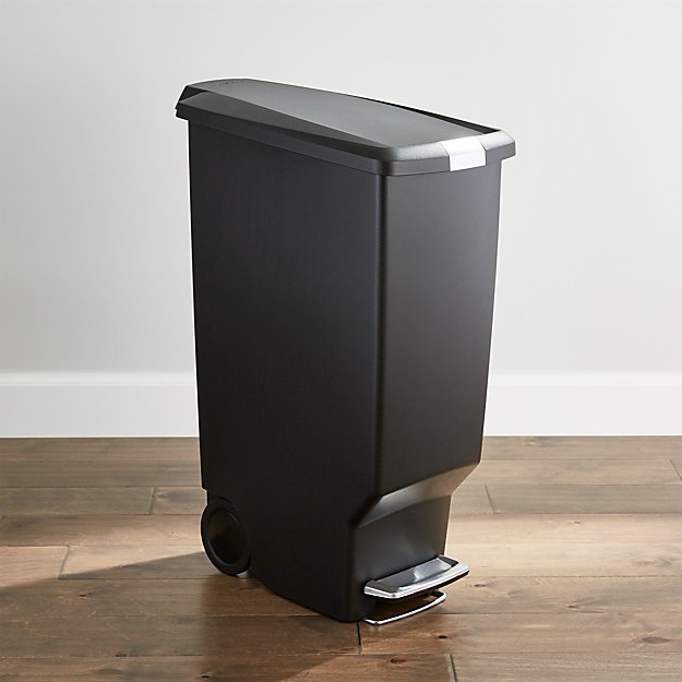 simplehuman ® Black 40Liter/10.5Gallon Slim Trash Can Crate and Barrel