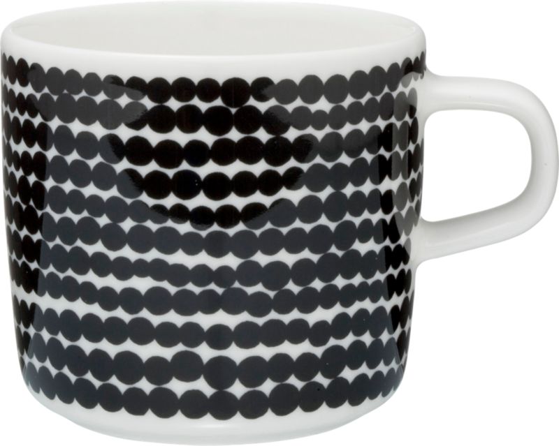 Marimekko Siirtolapuutarha Räsymatto Black and White Cup