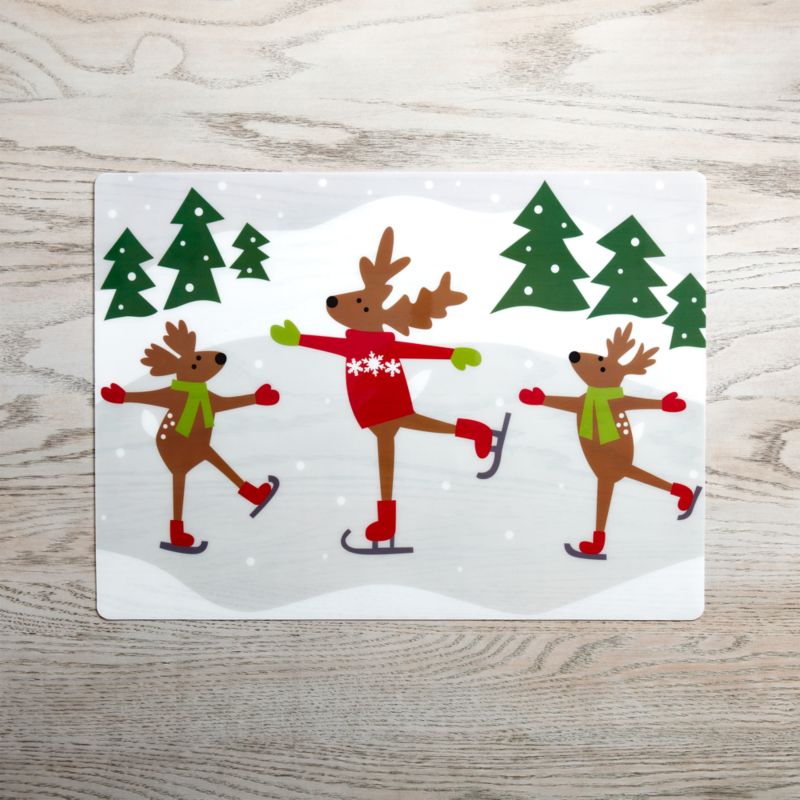 Skating Reindeer Vinyl Placemat Crate and Barrel