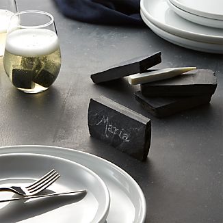 Slate Place Card Holders with Soapstone Chalk Set of Four