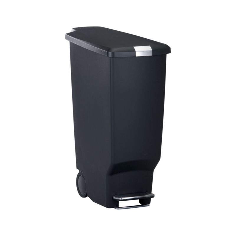 simplehuman® 10.5-Gallon Black Slim Step Trash Can