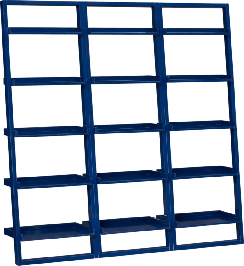 Set of 3 Sloane Cobalt 25.5" Leaning Bookcases