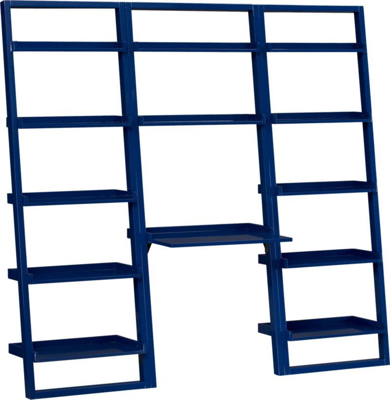 Sloane Cobalt Leaning Desk with 2 25.5" Leaning Bookcases