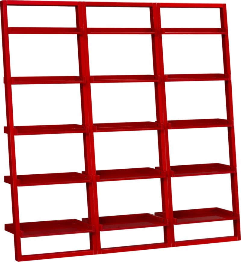 Set of 3 Sloane Crimson 25.5" Leaning Bookcases