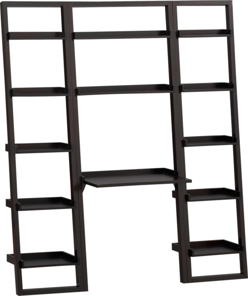 Sloane Espresso Leaning Desk with 2 18" Bookcases