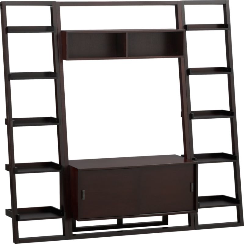 Sloane Espresso 44" Leaning Media Stand with 2 18" Bookcases