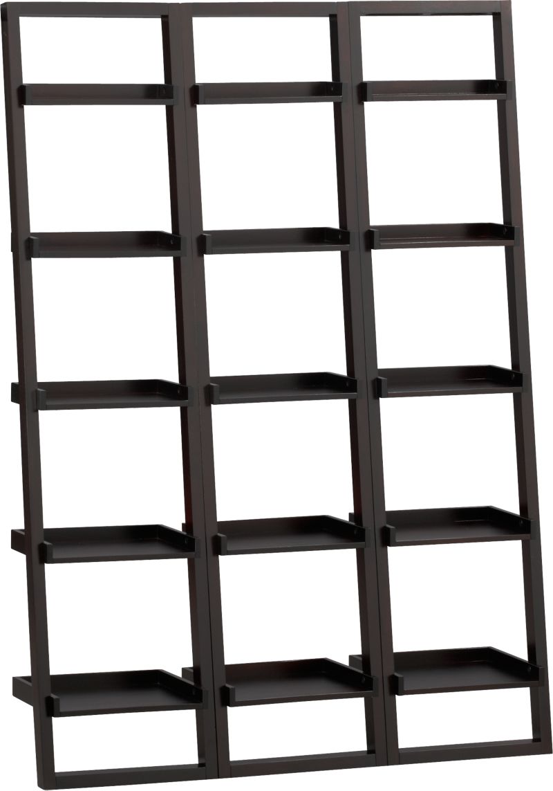 Set of 3 Sloane Espresso 18" Leaning Bookcases