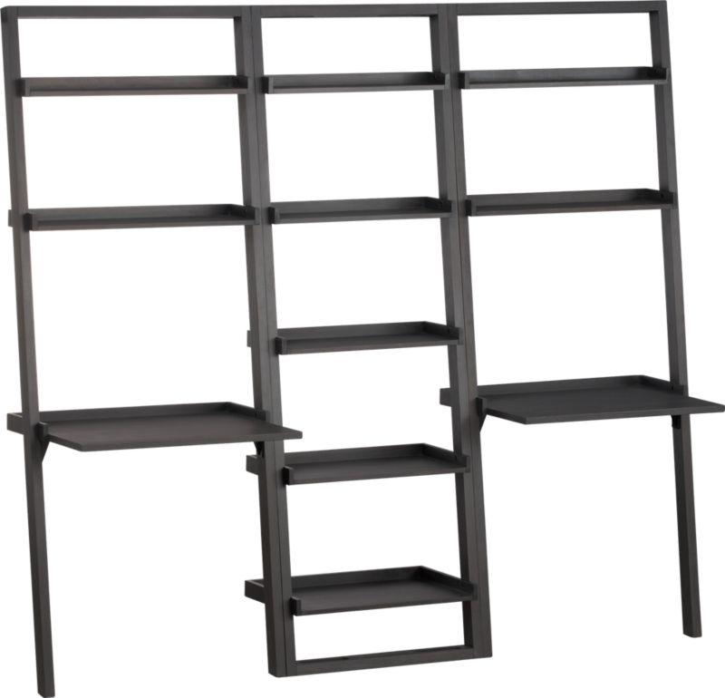 Sloane Grey Leaning Bookcase and 2 Desks Set