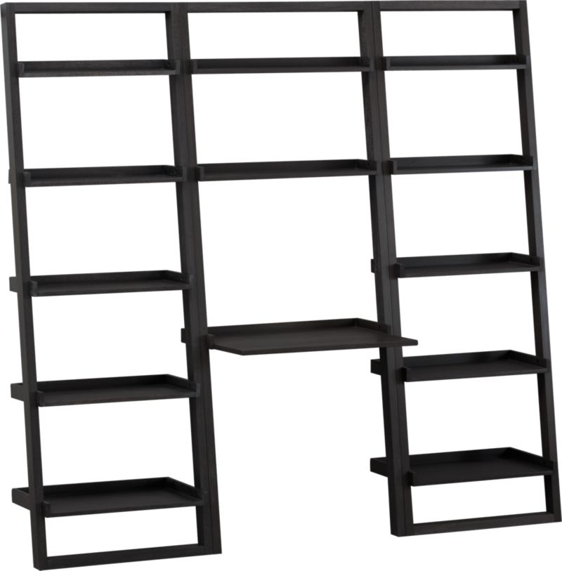 Sloane Grey Leaning Desk with 2 Bookcases