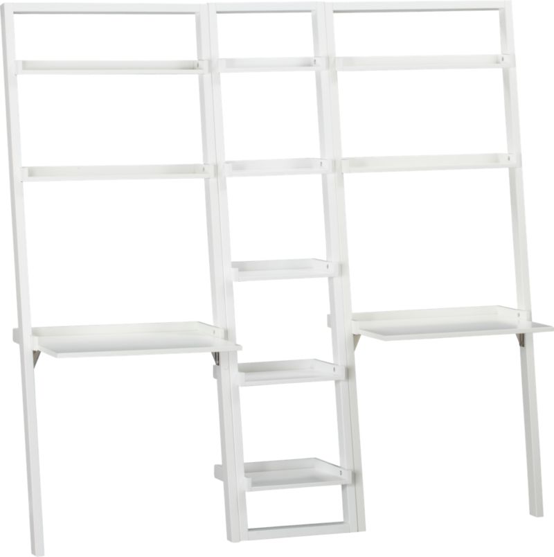 Sloane White 18" Leaning Bookcase with 2 Desks