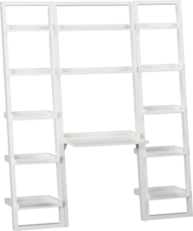 Sloane White Leaning Desk with 2 18" Bookcases