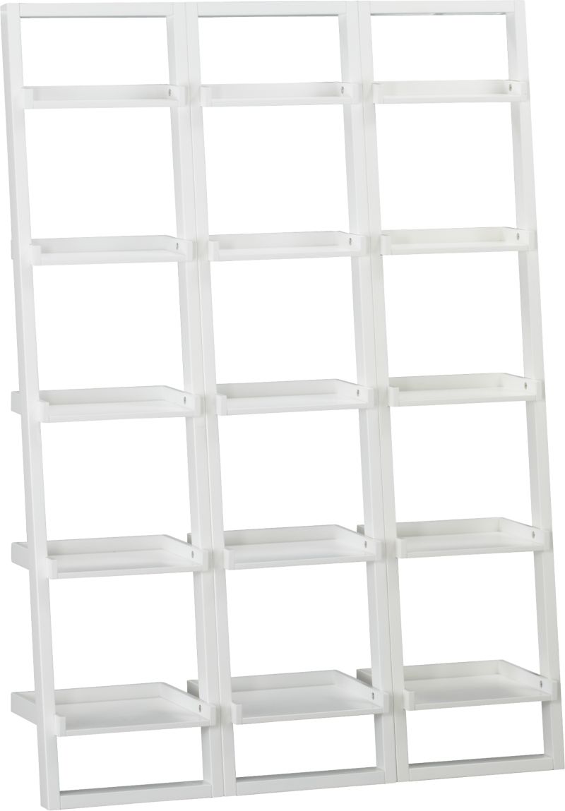 Set of 3 Sloane White 18" Leaning Bookcases