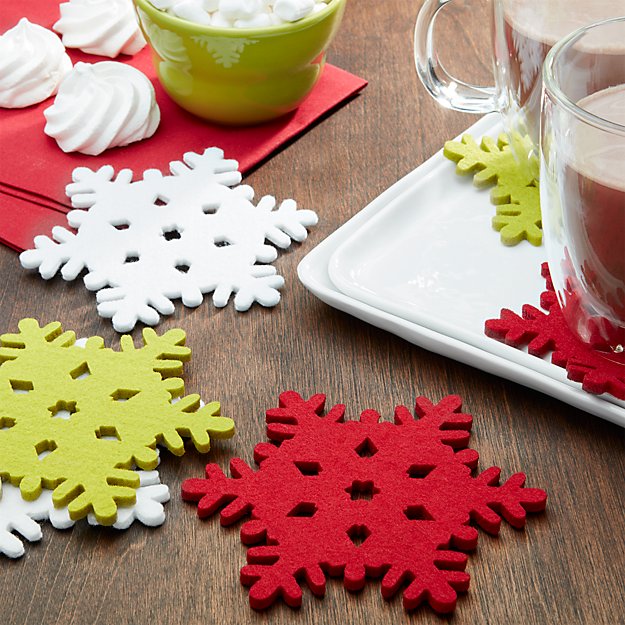 Snowflake Assorted Fabric Coasters Set of 6 Crate and Barrel