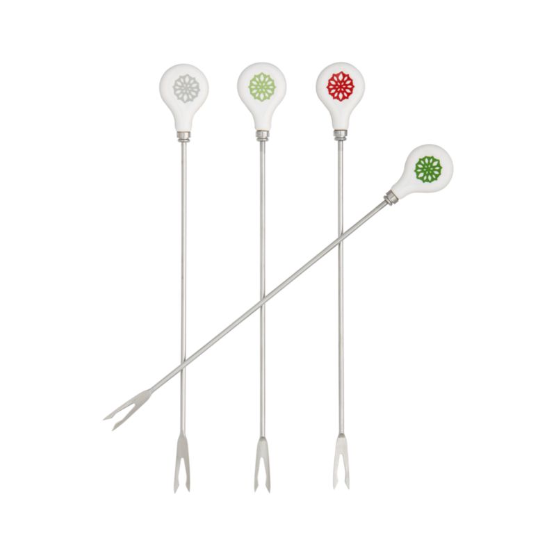 Set of 4 Holiday Snowflakes Fondue Forks