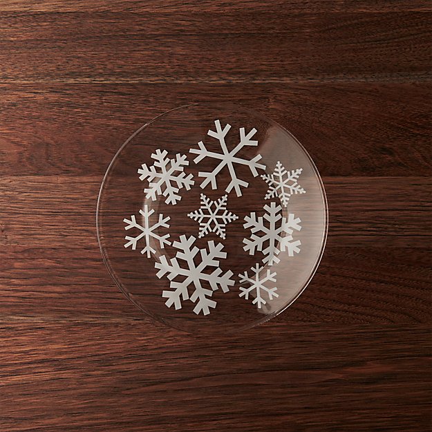 Snowflake Glass Salad Plate Crate and Barrel