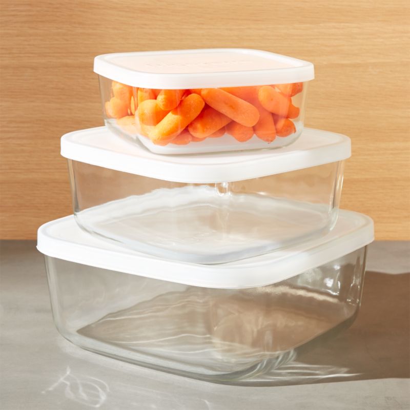 3Piece Glass Storage Container Set Crate and Barrel