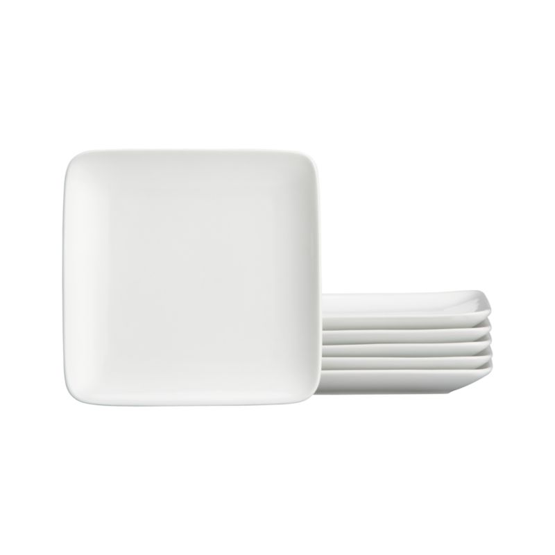 Set of six square small plates. 5" sq.