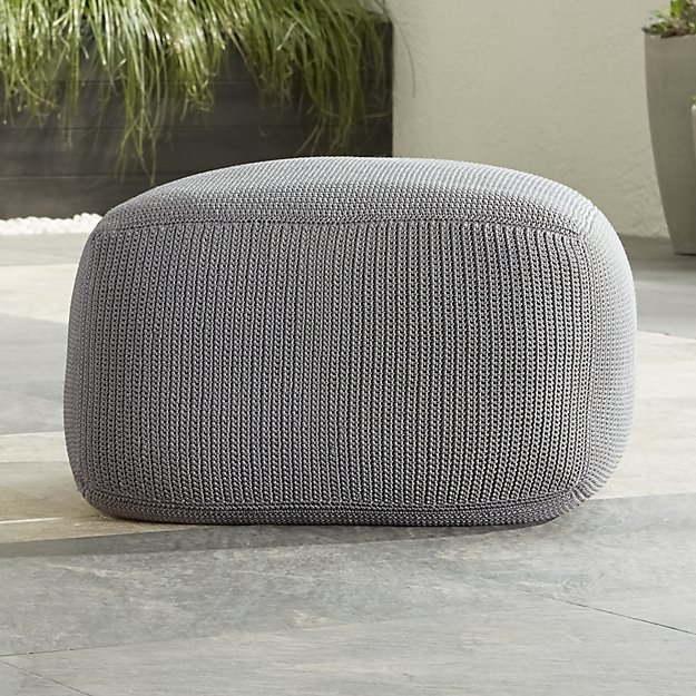 Outdoor Square Graphite Pouf Crate and Barrel
