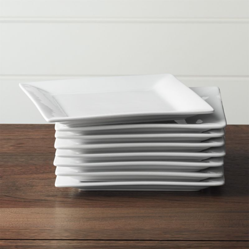 Set of eight Square Rim 8.25" Plates Crate and Barrel