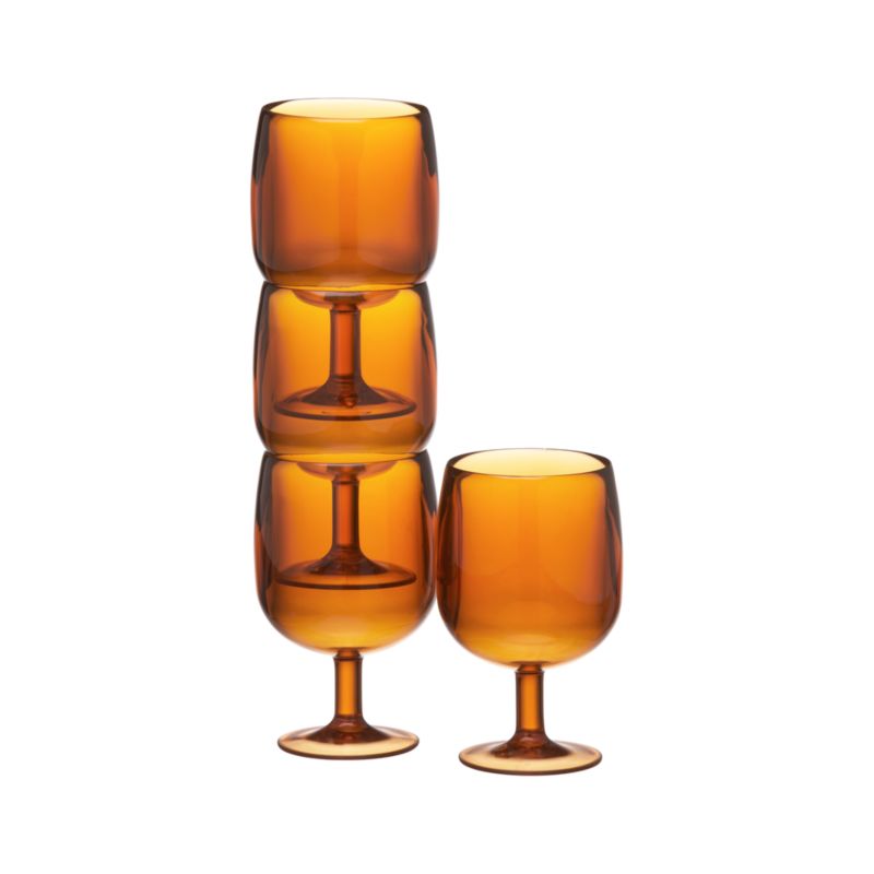 Set of 4 Stacking Orange Acrylic Wine Glasses