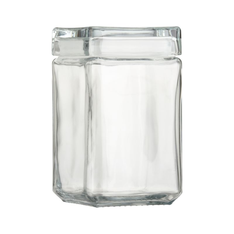 Medium Stackable Glass Storage Jar. 1.5 qt.; 4.5"sq.x7.5"H