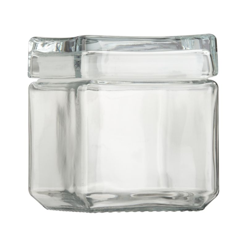 Small Stackable Glass Storage Jar. 1 qt.; 4.5"sq.x5.5"H