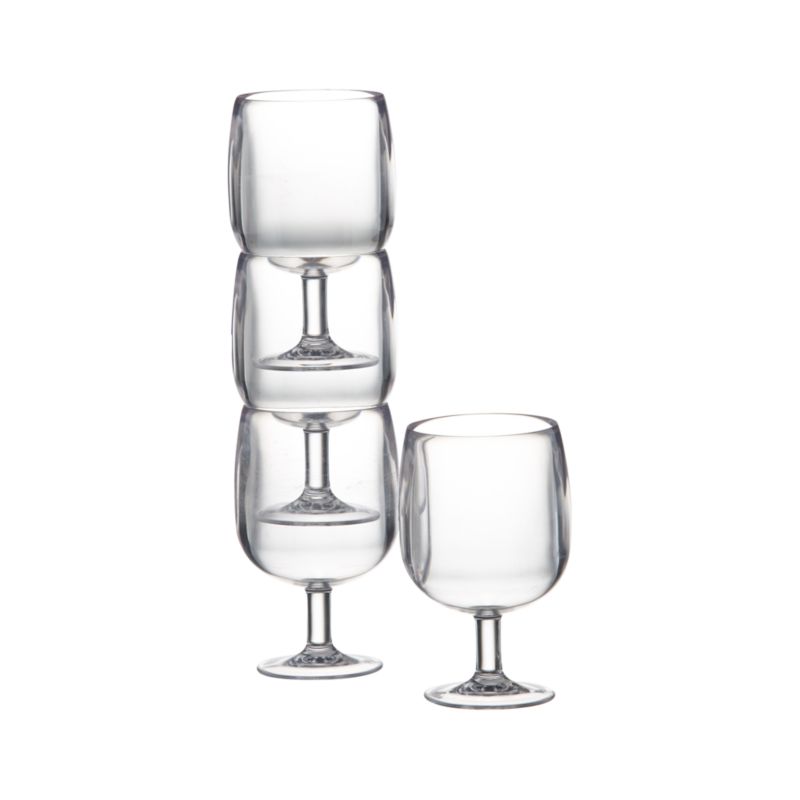 Set of 4 Stacking Clear Acrylic Wine Glasses