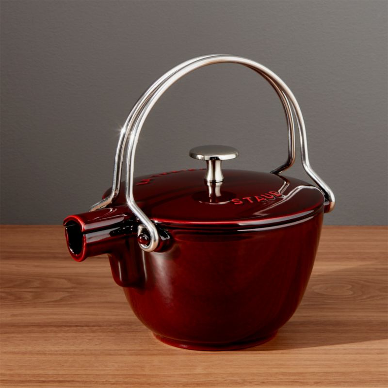 Staub Red Cast Iron Tea Kettle Crate and Barrel