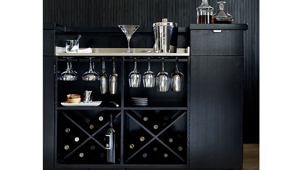Steamer Standing Home Bar with Stainless Steel Top Crate and Barrel