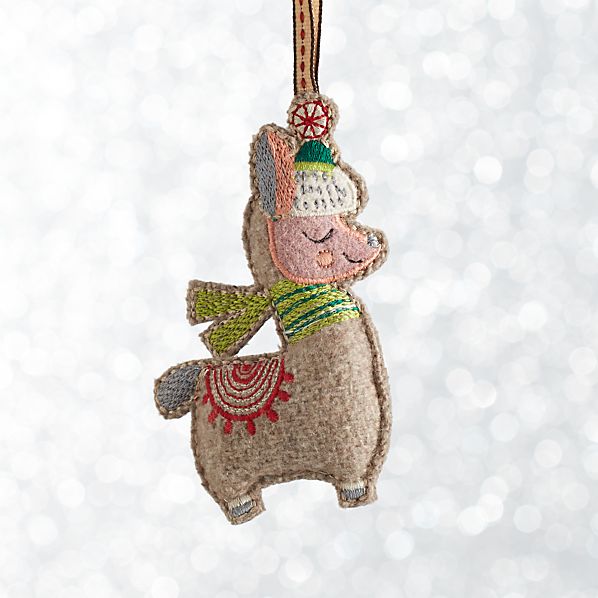 stitched llama grey ornament stitched llama grey ornament