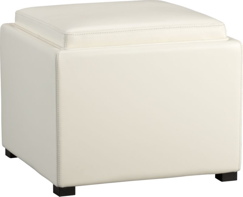 Stow Blanco 22" Leather Storage Ottoman