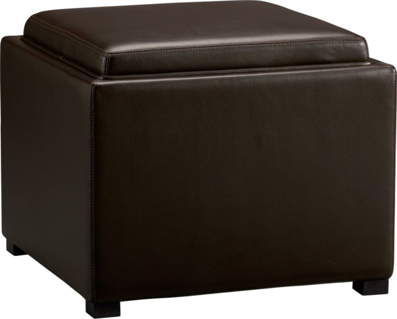 Stow Chocolate 22" Leather Storage Ottoman