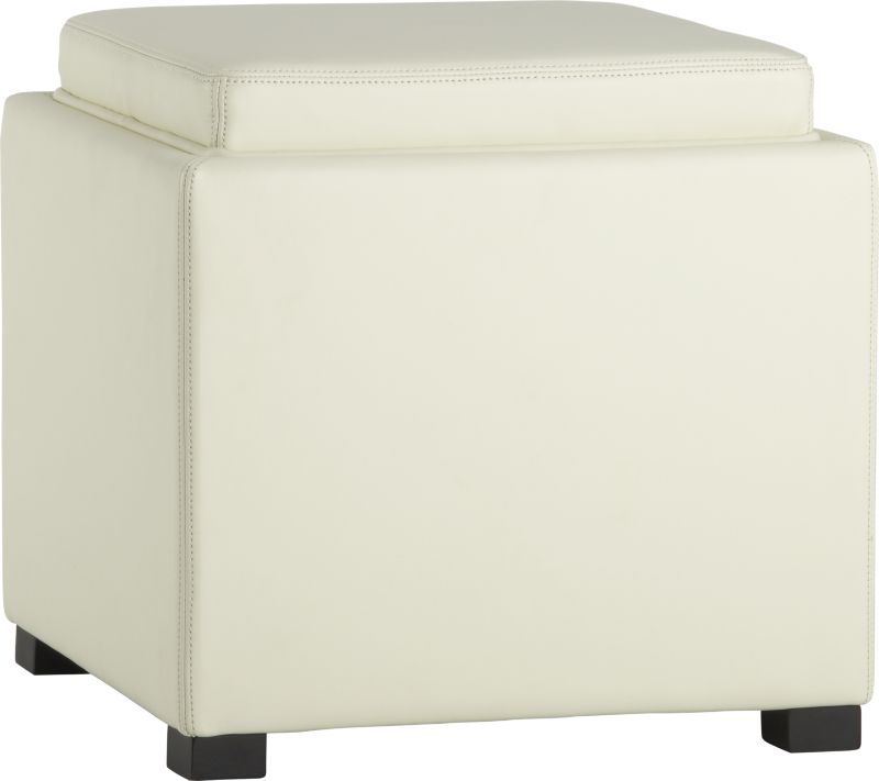 Stow Ivory Leather Storage Ottoman