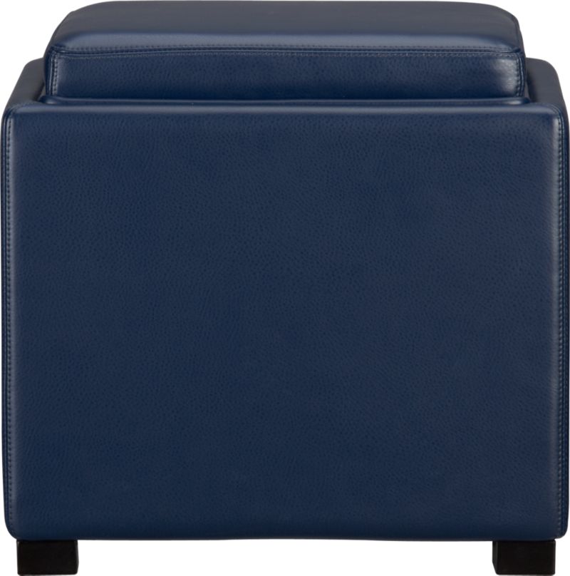 Stow Indigo 17.5" Leather Storage Ottoman