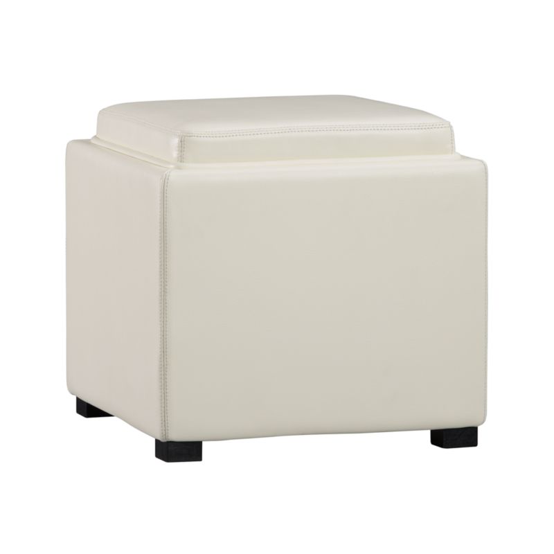 Stow Blanco 17.5" Leather Storage Ottoman