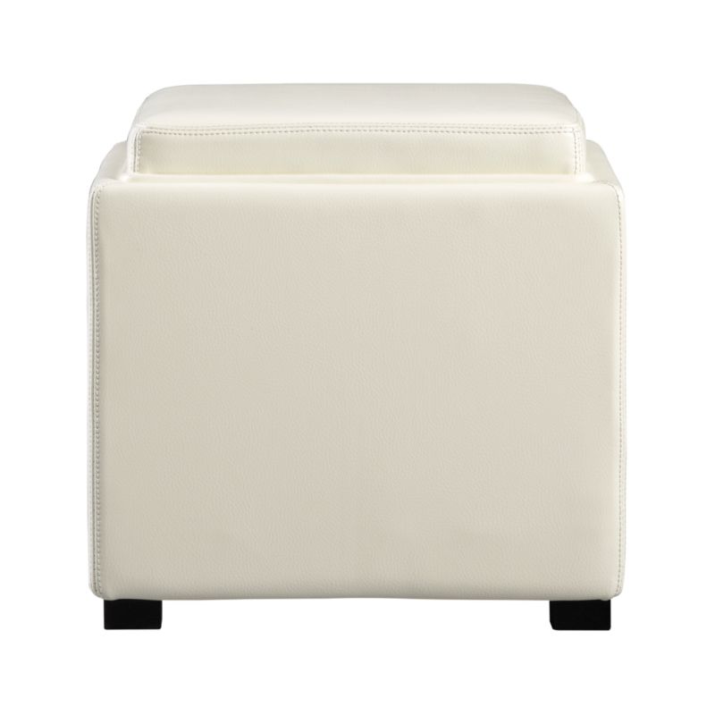 Stow Blanco 17.5" Leather Storage Ottoman
