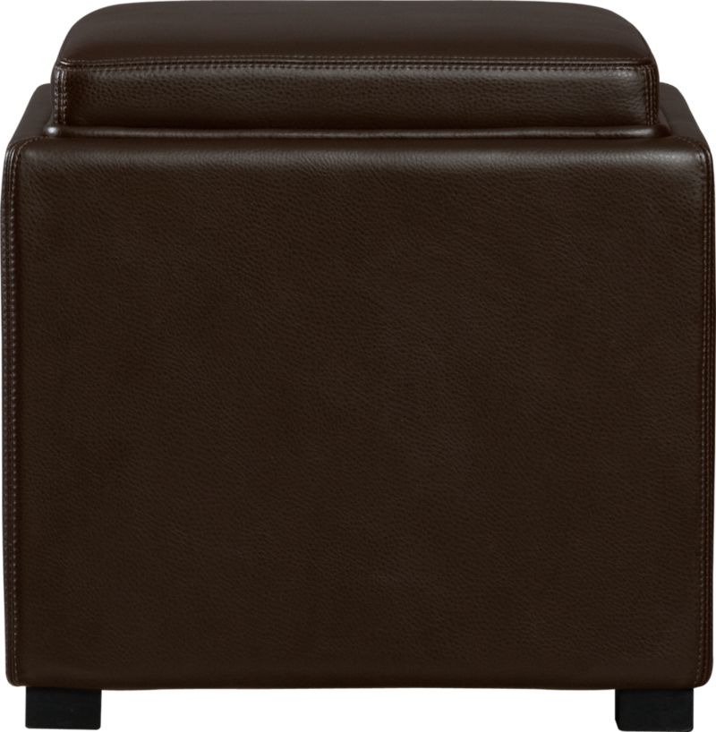 Stow Chocolate 17.5" Leather Storage Ottoman