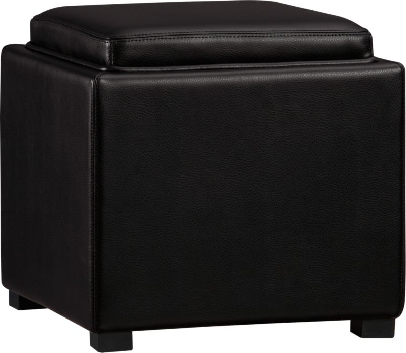 Stow Onyx 17.5" Leather Storage Ottoman