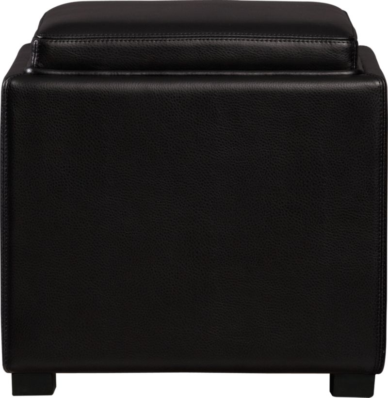 Stow Onyx 17.5" Leather Storage Ottoman