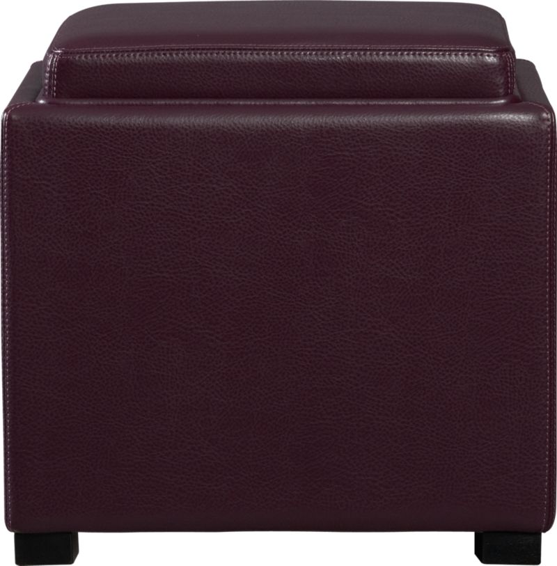 Stow Plum 17.5" Leather Storage Ottoman