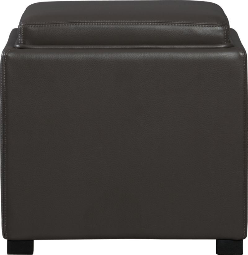 Stow Smoke 17.5" Leather Storage Ottoman